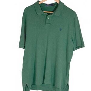 POLO Ralph Lauren Shirt Men's XXL Heather‎ Green Short Sleeve Cotton Golf Polo